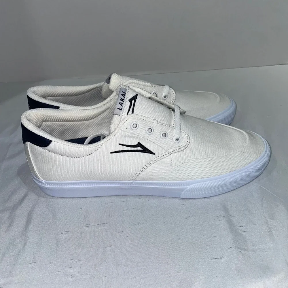 Lakai Riley 3 Mens 10.5 White Navy Canvas Skate Shoes